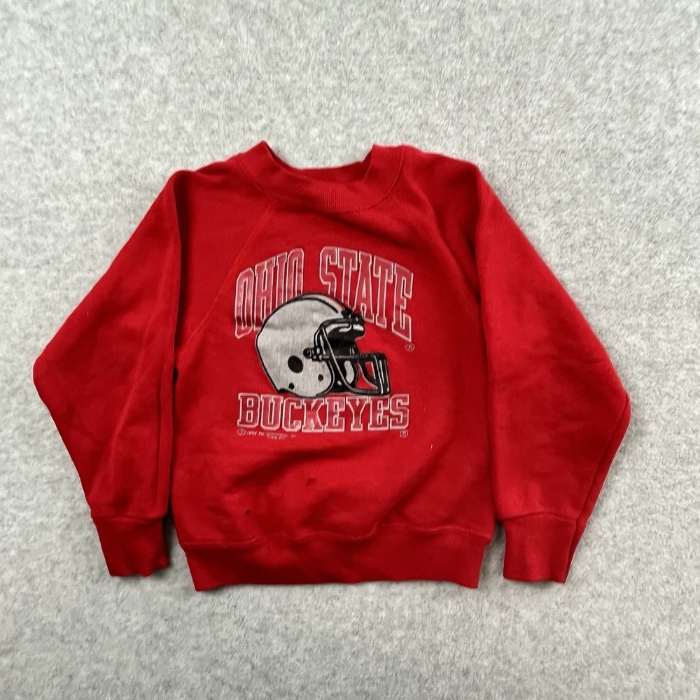 Vintage Ohio‎ State SweatShirt Youth M Boys Red NCAA Football Crewneck 80s 90s